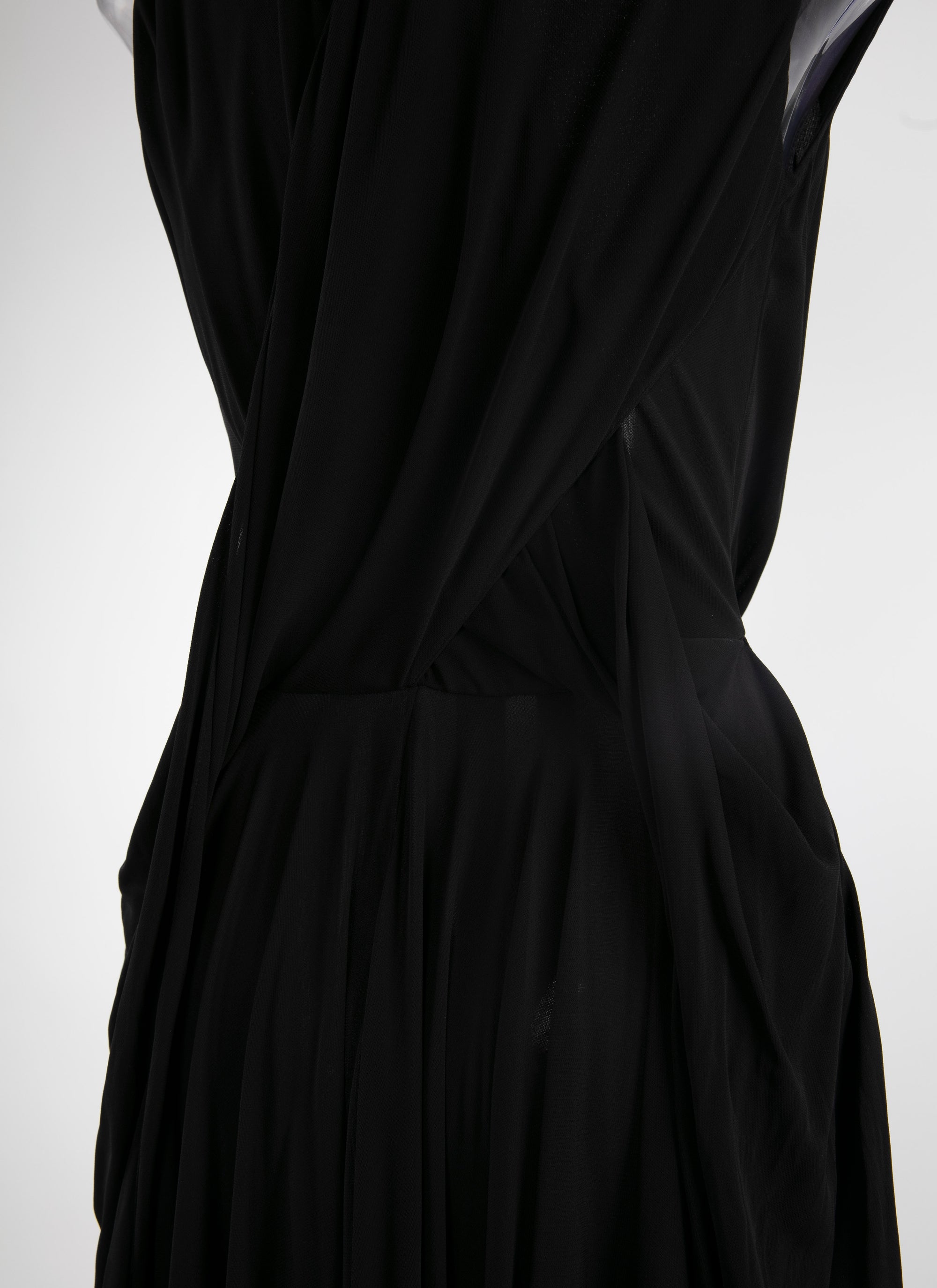 Long sleeveless dress with zip collar - Black intense
