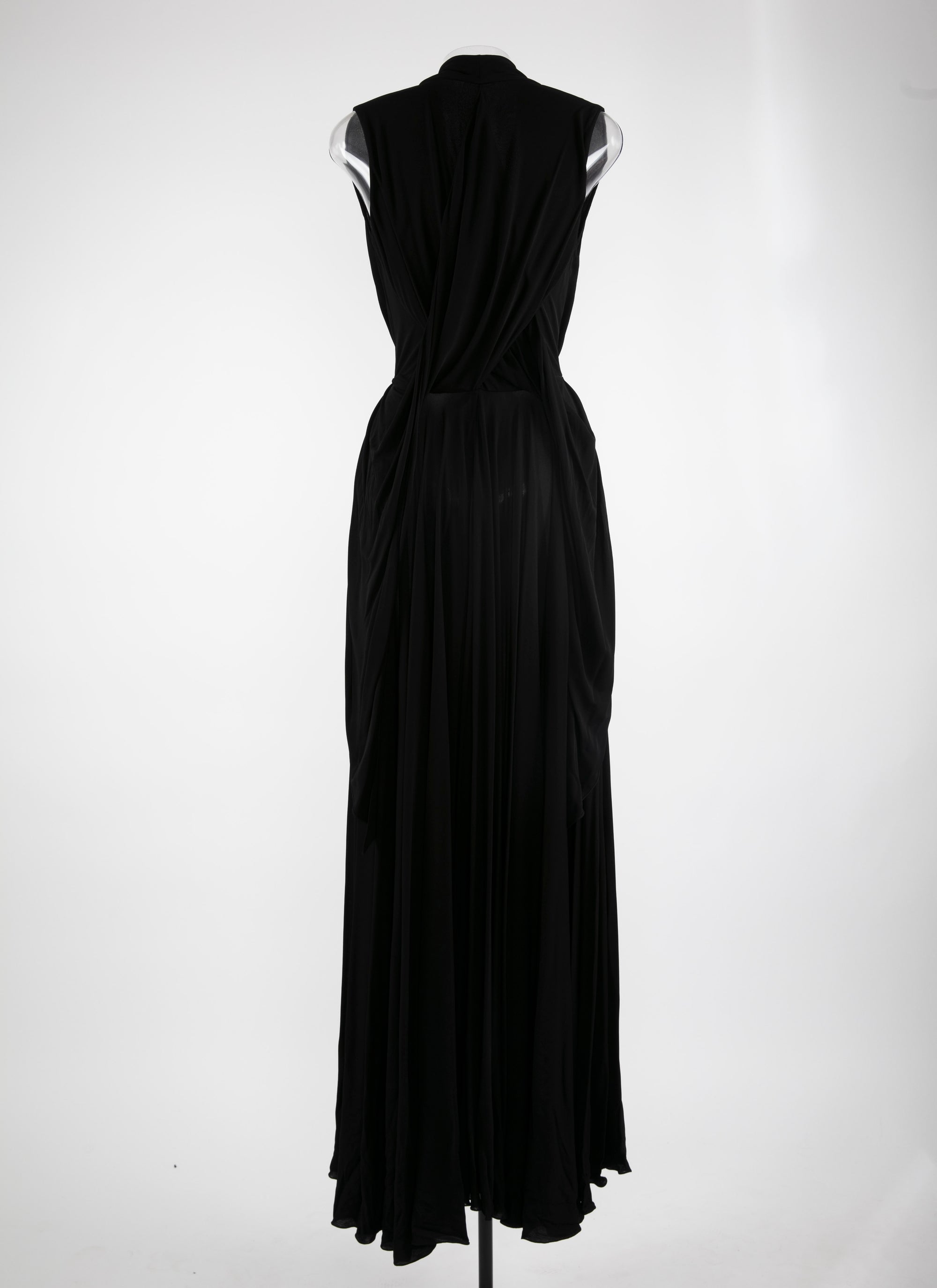 Long sleeveless dress with zip collar - Black intense