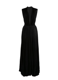 Long sleeveless dress with zip collar - Black intense