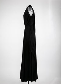 Long sleeveless dress with zip collar - Black intense