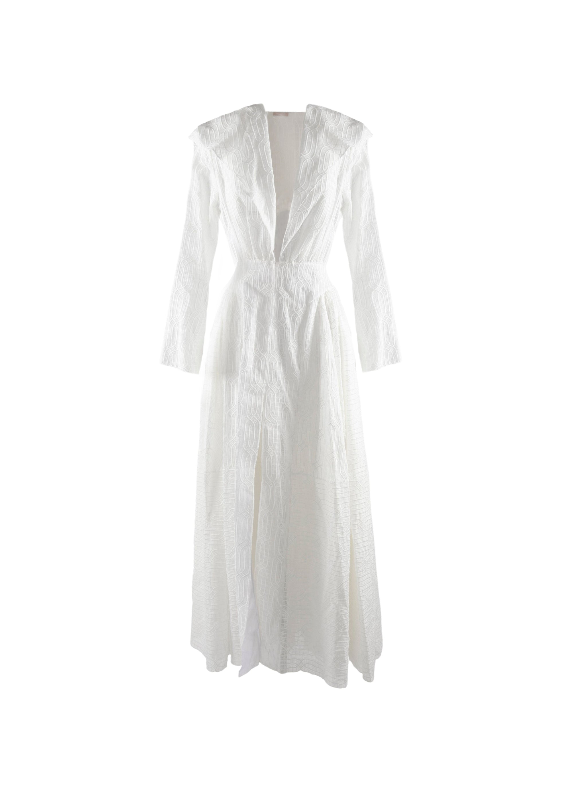 Robe longue cintrée à capuche - Blanc