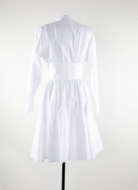 Flared short dress with fitted long sleeves - White