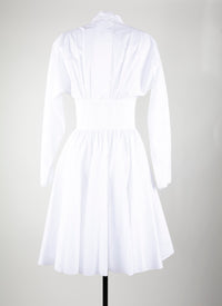 Flared short dress with fitted long sleeves - White