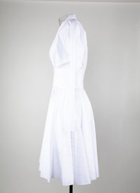 Flared short dress with fitted long sleeves - White