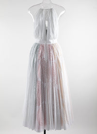 Sleeveless openwork maxi dress - White