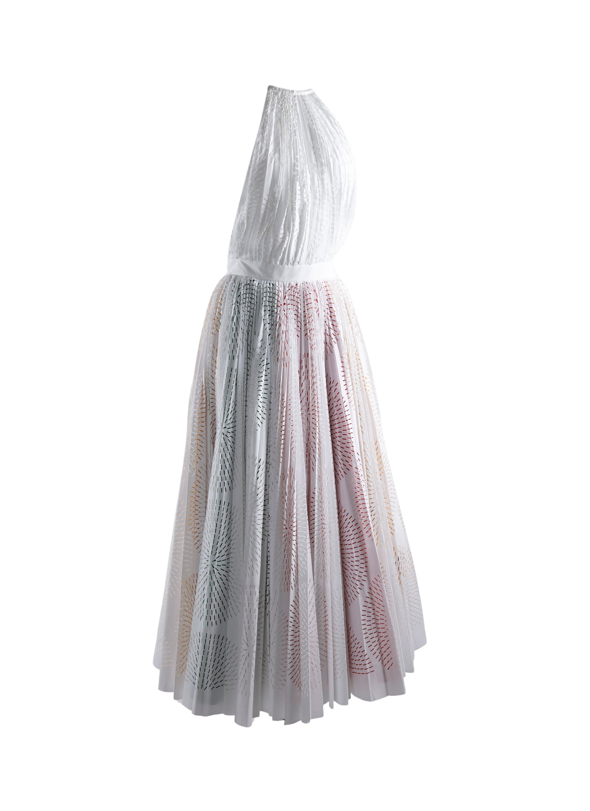 Sleeveless openwork maxi dress - White
