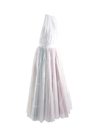 Robe longue sans manches évasée détails ajourés - Blanc