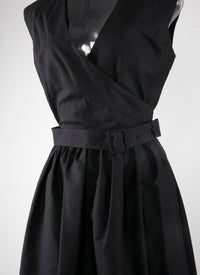 Robe plissée à effet cache-cœur - Noir
