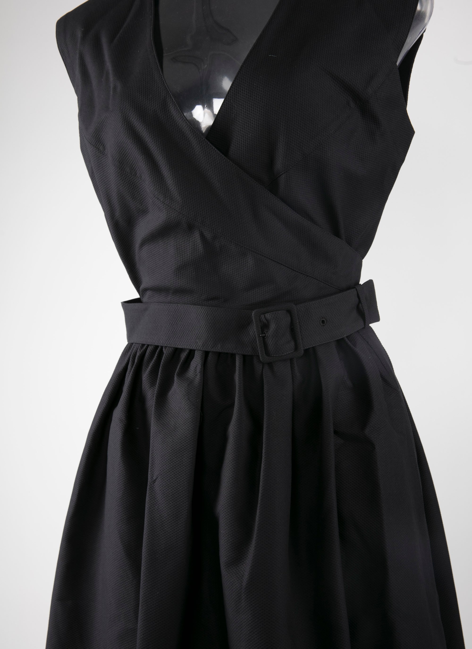 Robe plissée à effet cache-cœur - Noir