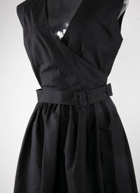 Robe plissée à effet cache-cœur - Noir