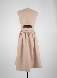 Robe plissée à effet cache-cœur - Beige Clair