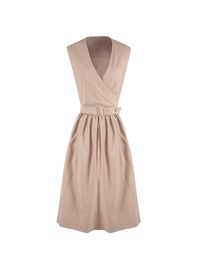 Robe plissée à effet cache-cœur - Beige Clair