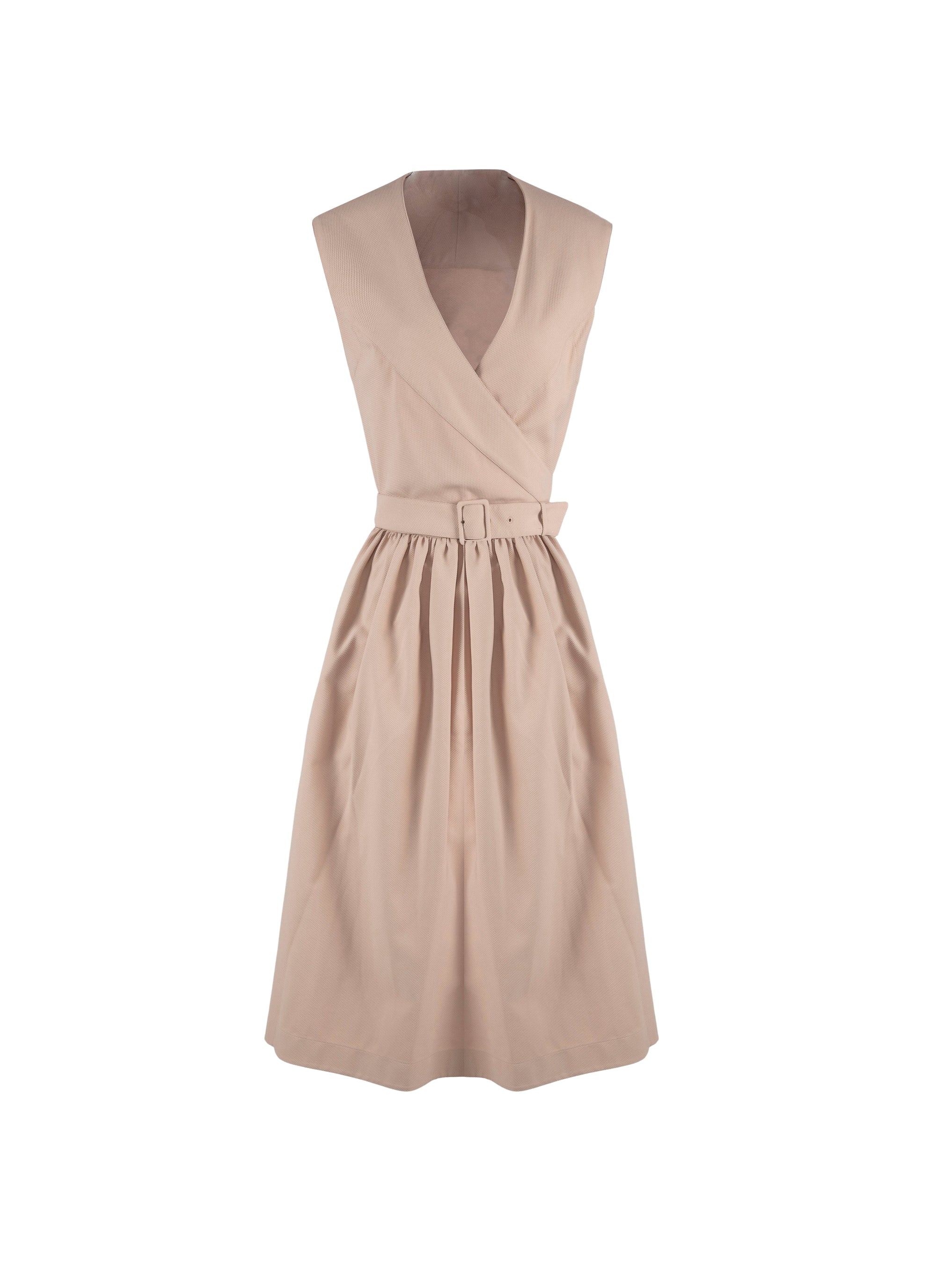 Pleated wrap dress - Light Beige