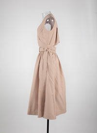 Robe plissée à effet cache-cœur - Beige Clair