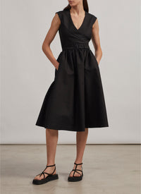Robe plissée à effet cache-cœur - Noir