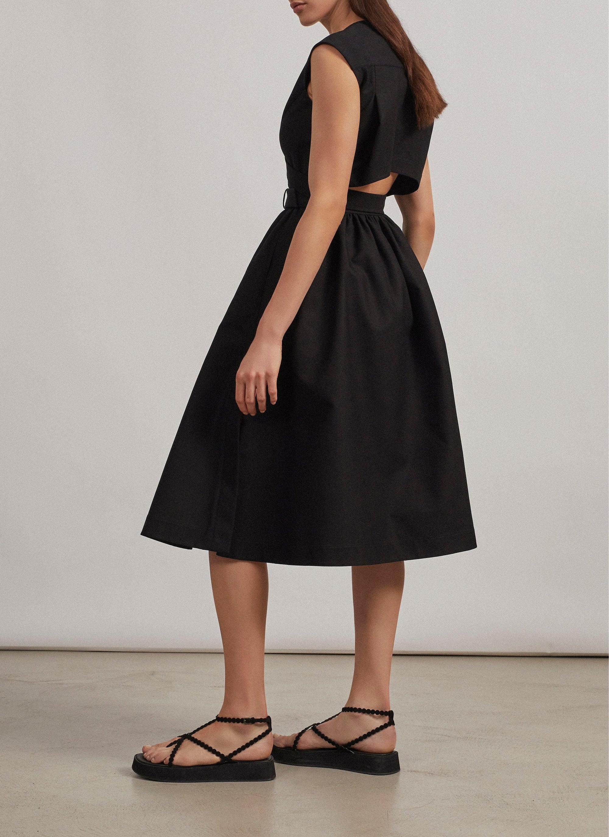 Robe plissée à effet cache-cœur - Noir