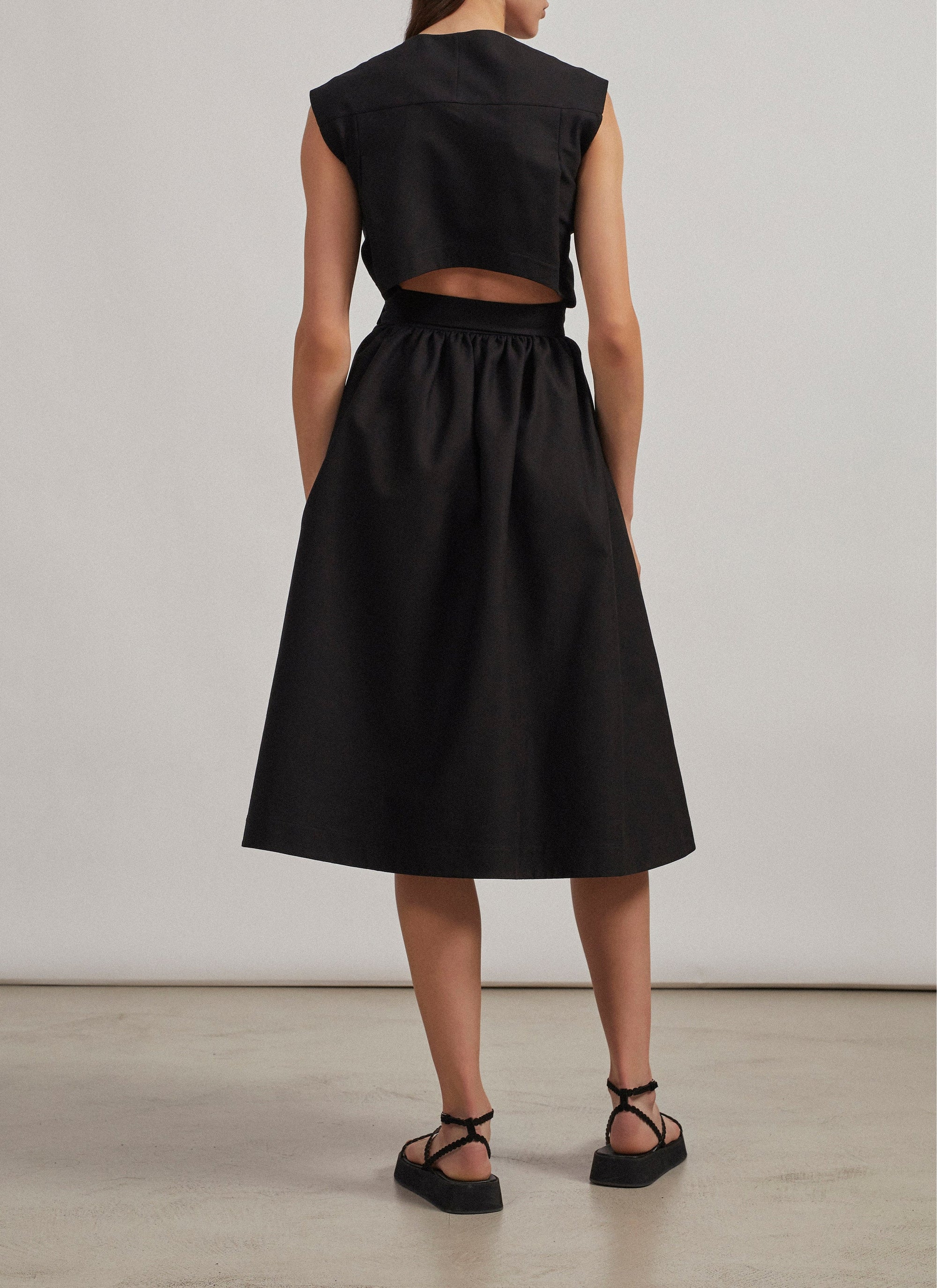 Robe plissée à effet cache-cœur - Noir
