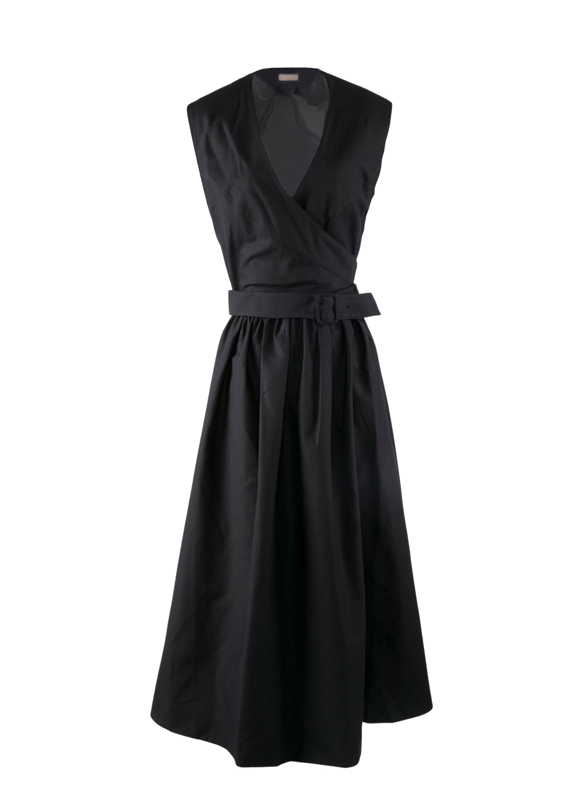 Robe plissée à effet cache-cœur - Noir