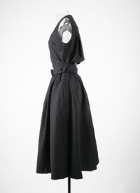 Robe plissée à effet cache-cœur - Noir