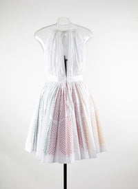 Robe courte sans manches évasée détails ajourés - Blanc
