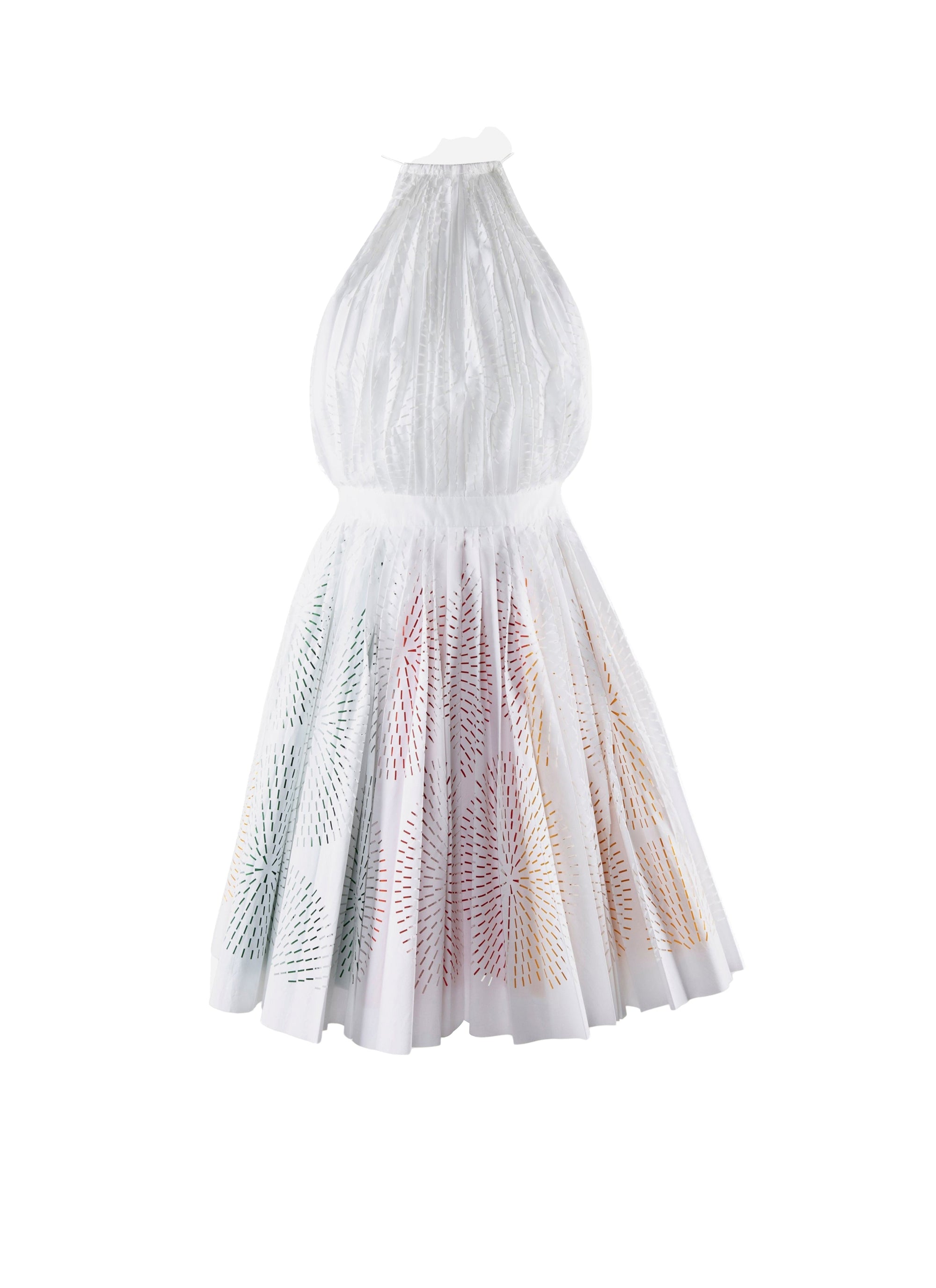 Robe courte sans manches évasée détails ajourés - Blanc