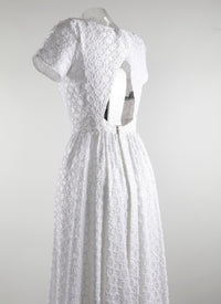 Short-sleeved halter maxi dress in silk - White