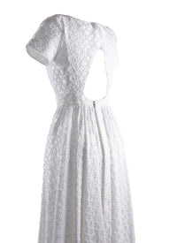 Robe longue à manches courtes dos nu en soie - Blanc