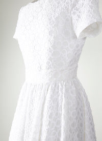 Short-sleeved halter maxi dress in silk - White