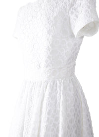 Robe longue à manches courtes dos nu en soie - Blanc