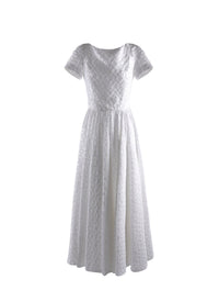 Short-sleeved halter maxi dress in silk - White