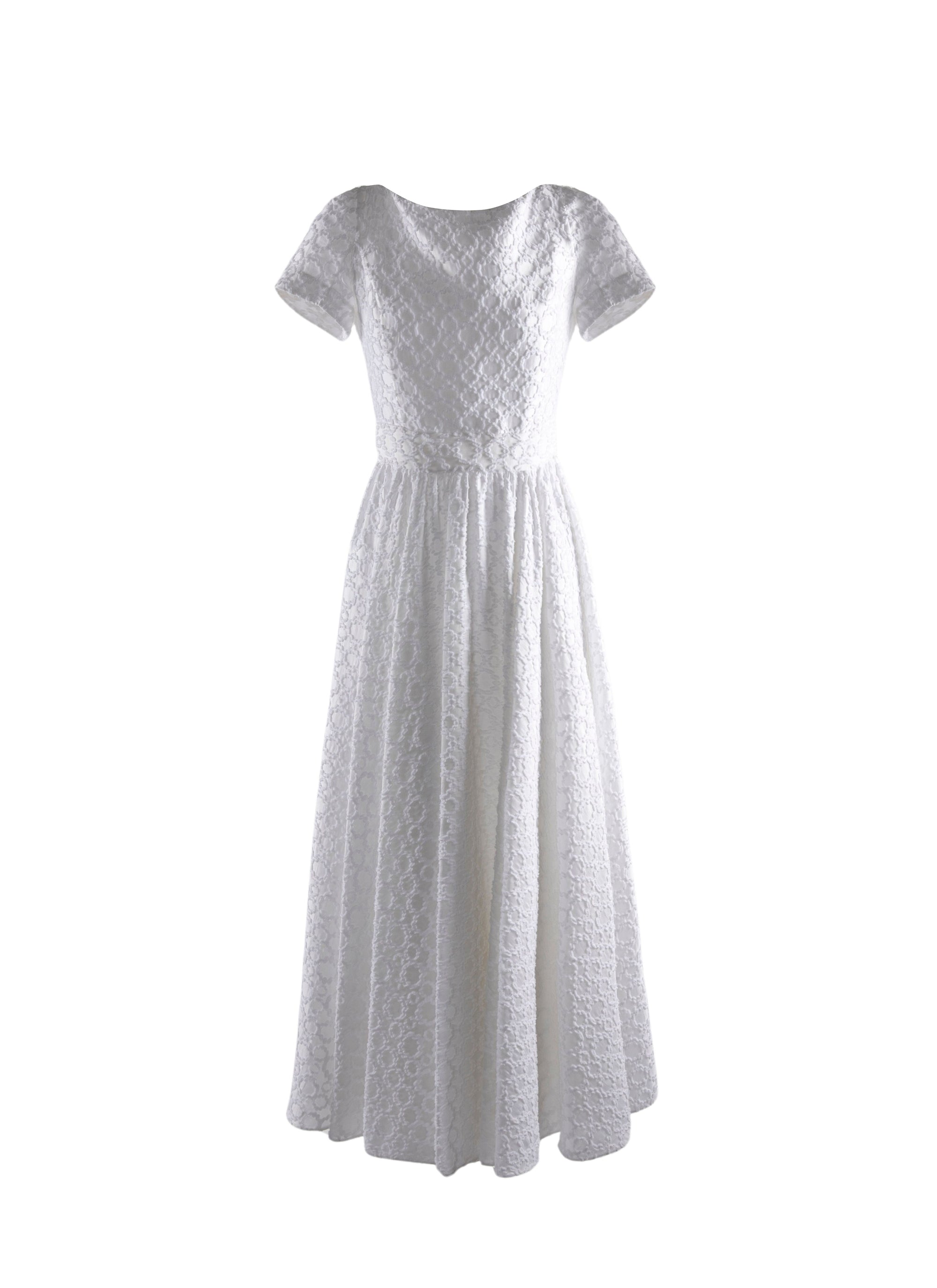 Short-sleeved halter maxi dress in silk - White