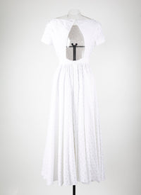 Short-sleeved halter maxi dress in silk - White