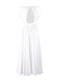 Robe longue à manches courtes dos nu en soie - Blanc