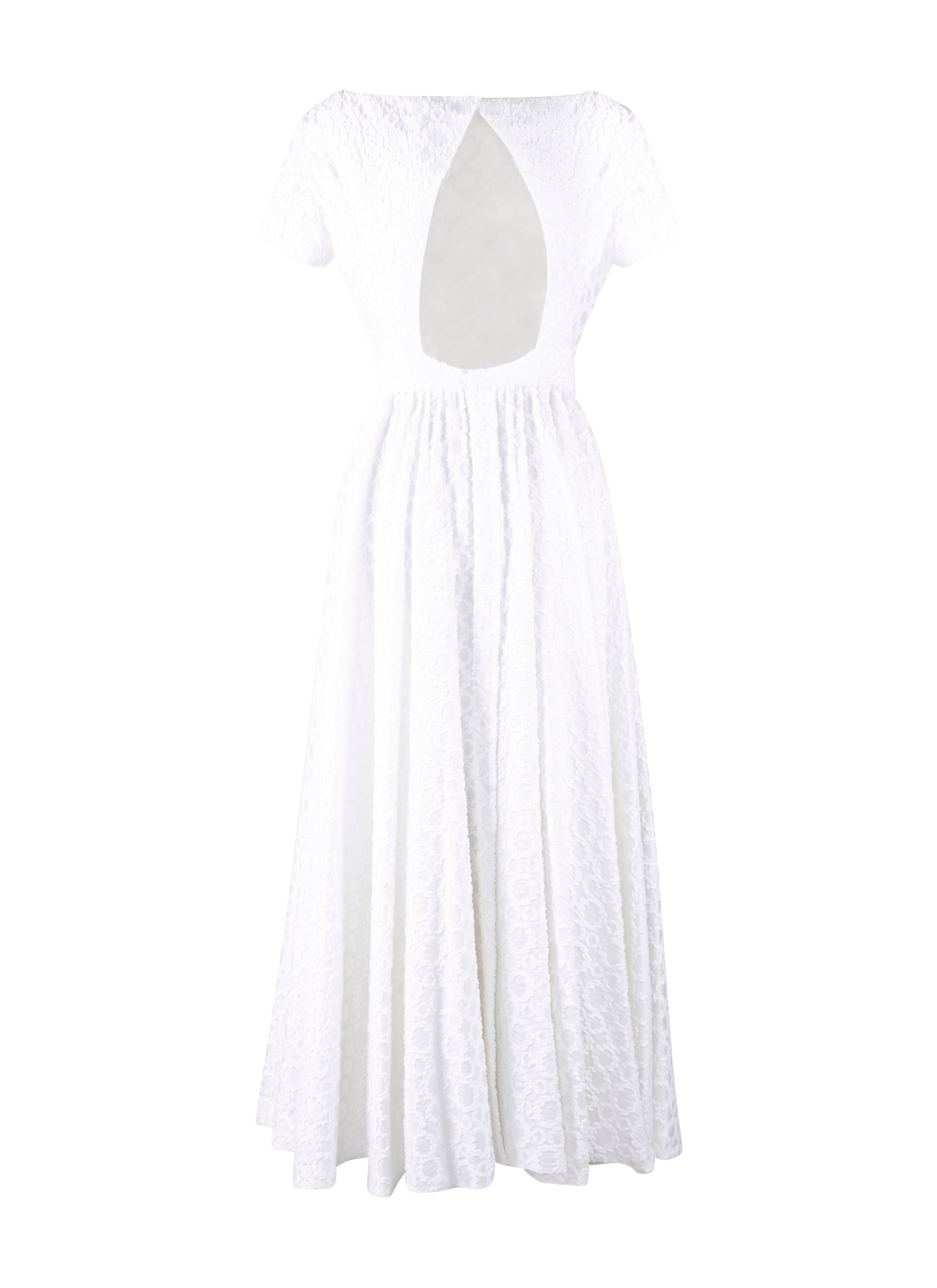 Robe longue à manches courtes dos nu en soie - Blanc
