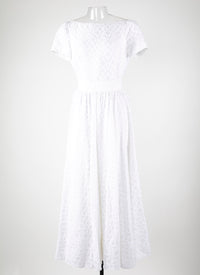 Short-sleeved halter maxi dress in silk - White