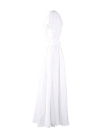 Robe longue à manches courtes dos nu en soie - Blanc