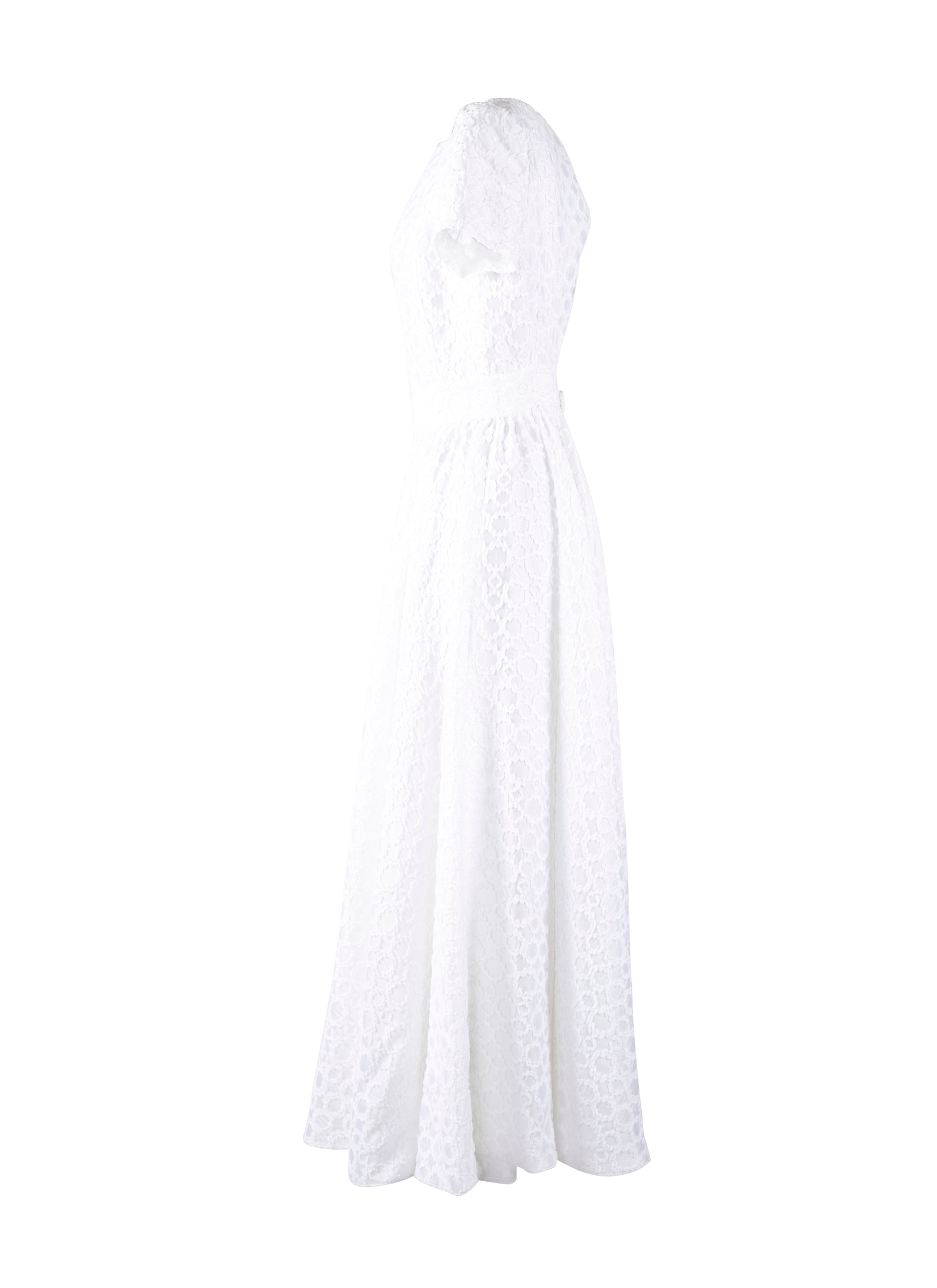 Robe longue à manches courtes dos nu en soie - Blanc