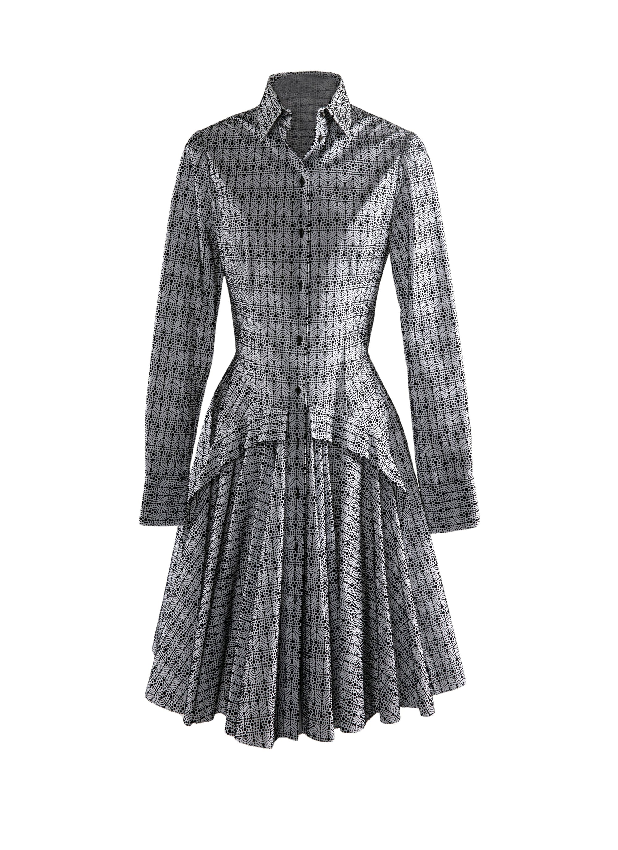 Robe chemise courte imprimée - Blanc & Noir