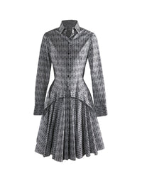 Printed short shirt dress - White & Black