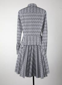 Printed short shirt dress - White & Black
