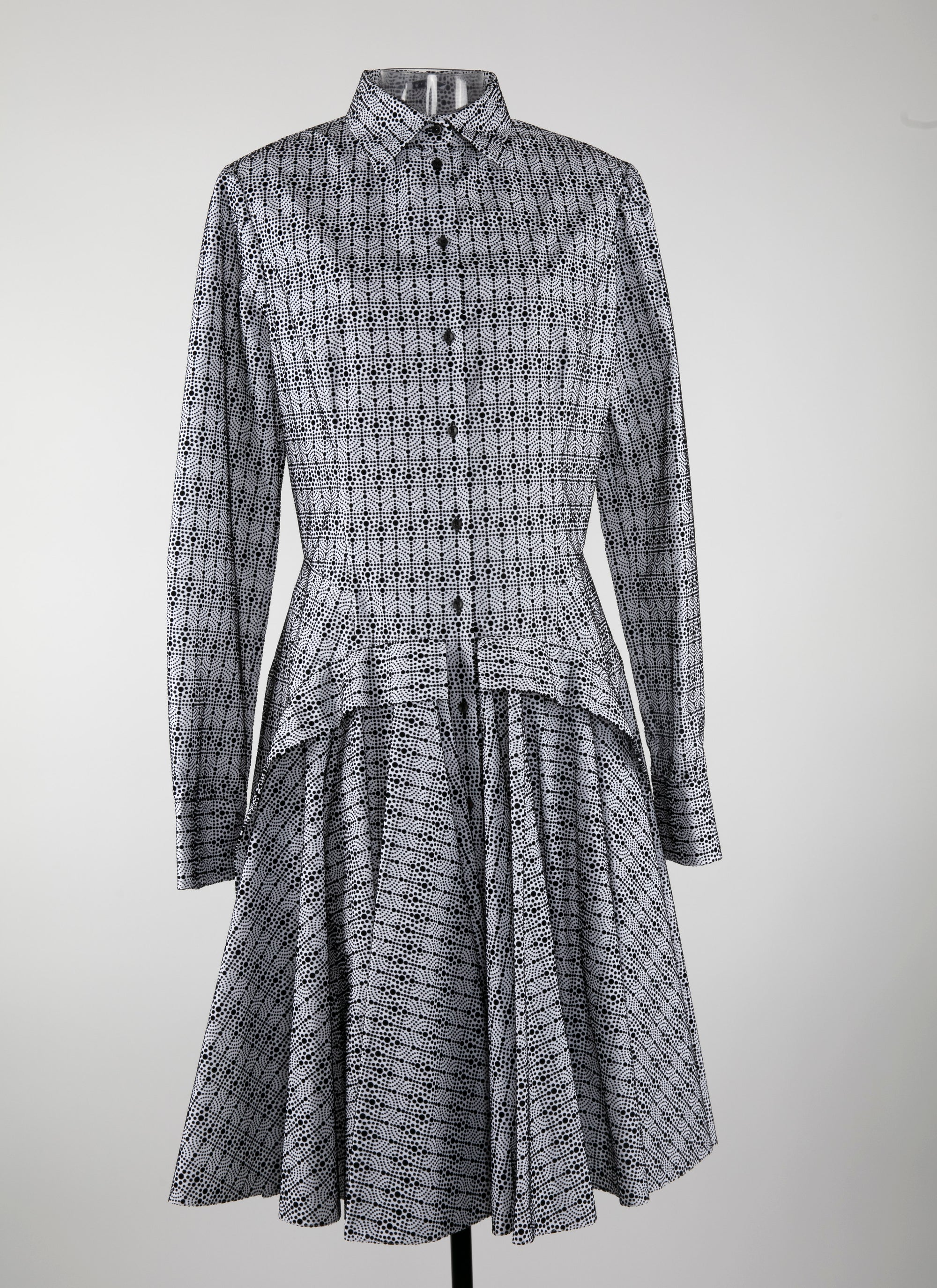 Printed short shirt dress - White & Black