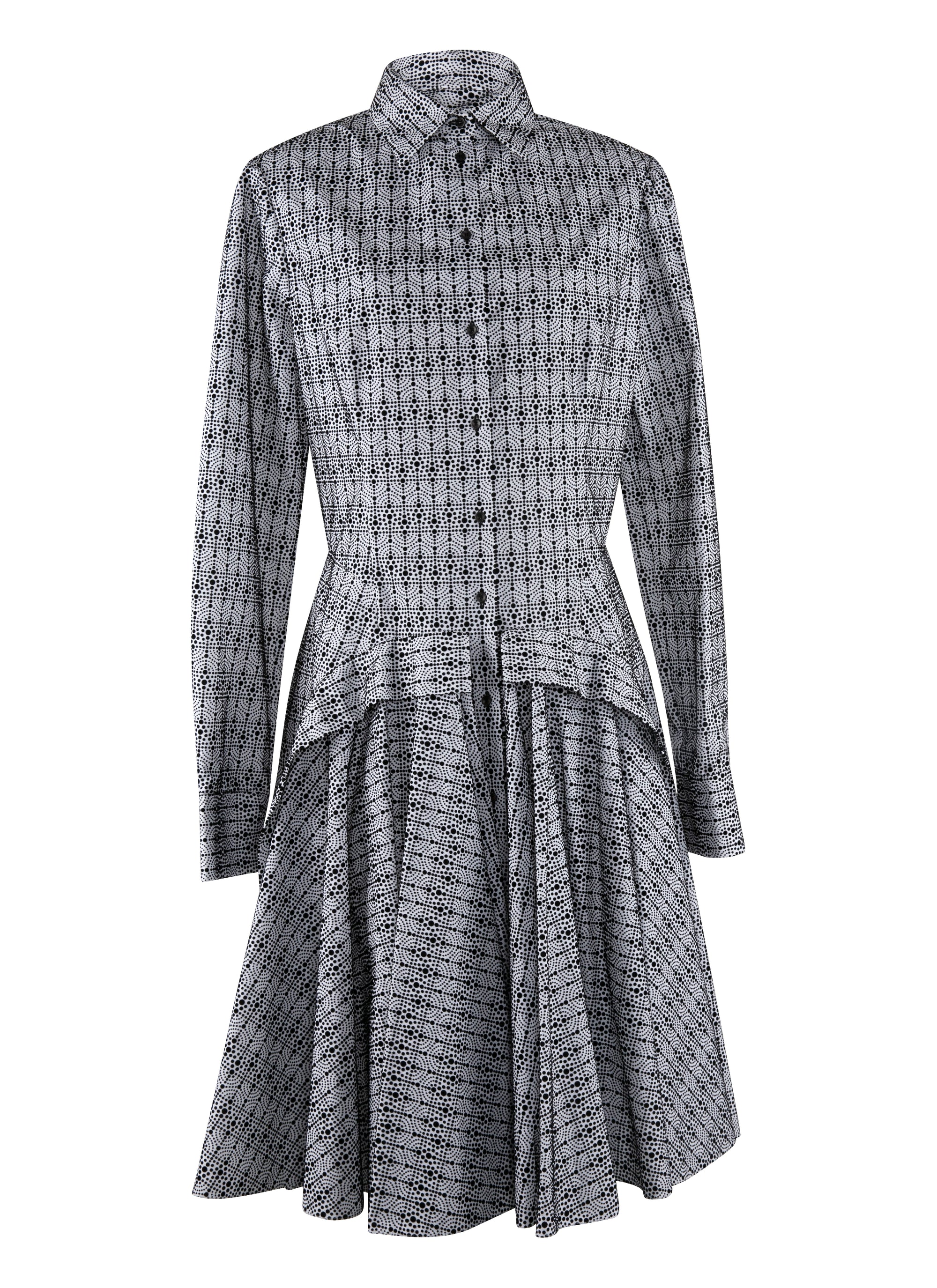 Robe chemise courte imprimée - Blanc & Noir