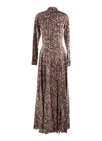 Flared printed silk maxi dress - Khaki & Bois de Rose