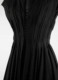 Robe longue à manches courtes en laine - Noir
