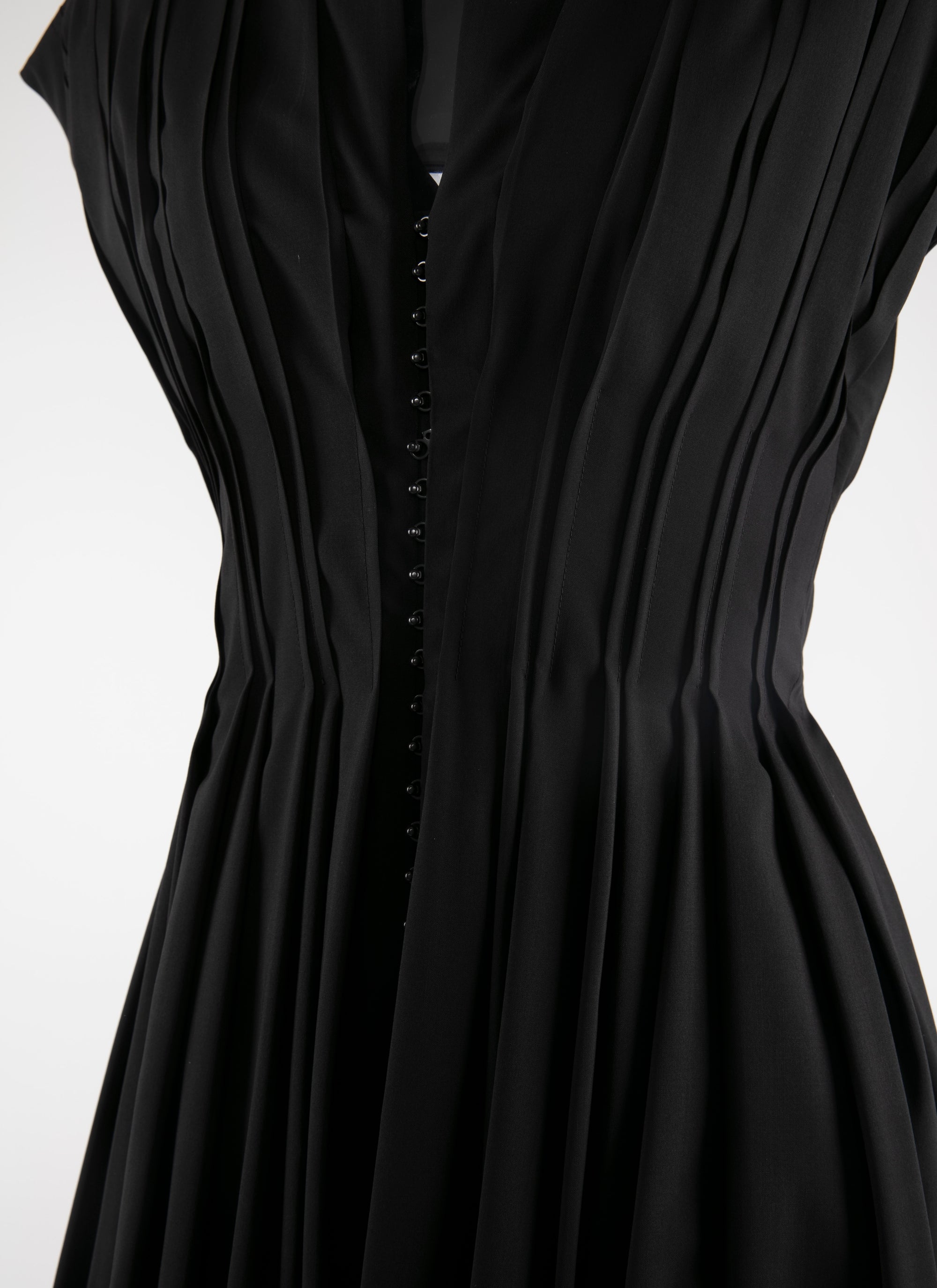 Robe longue à manches courtes en laine - Noir