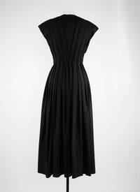 Robe longue à manches courtes en laine - Noir