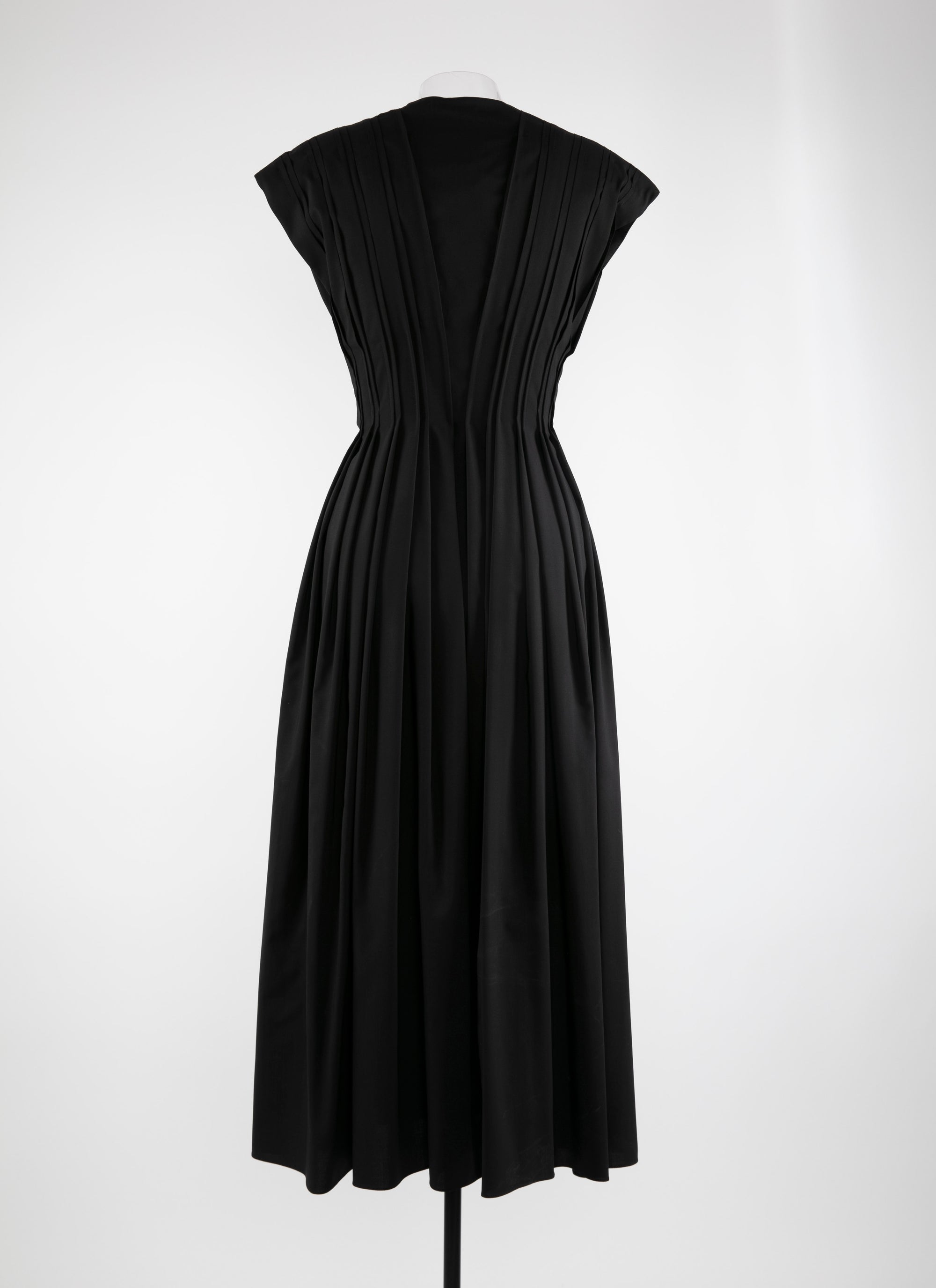 Robe longue à manches courtes en laine - Noir