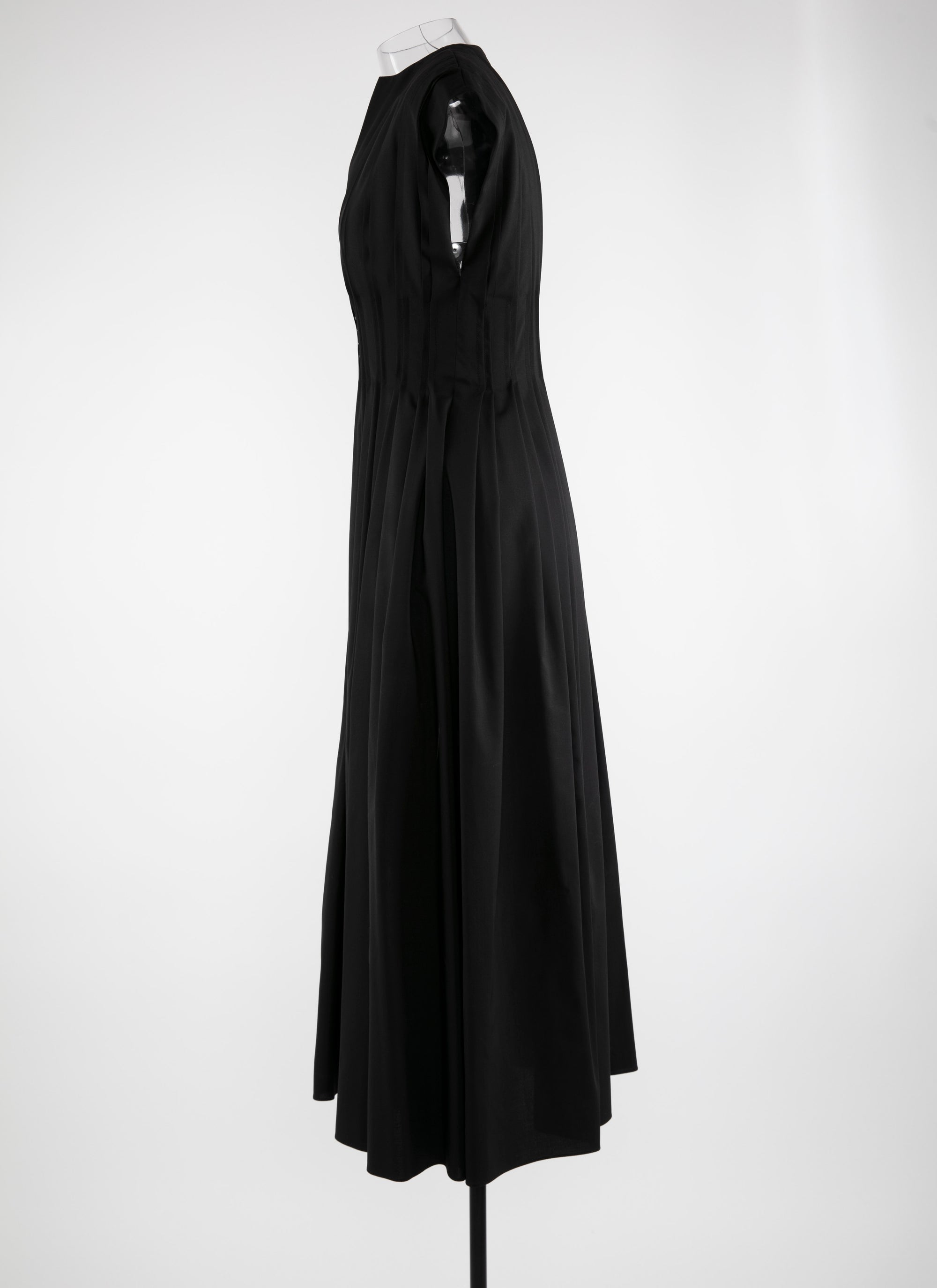 Robe longue à manches courtes en laine - Noir
