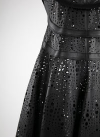 Sleeveless regular dress in leather - Black intense