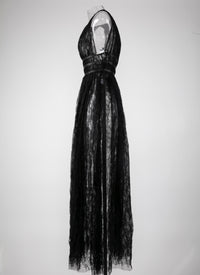 Belted maxi dress - Black intense